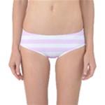 Horizontal Stripes - White and Pale Thistle Violet Classic Bikini Bottoms