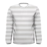 Horizontal Stripes - White and Platinum Gray Men s Long Sleeve T-shirt