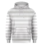 Horizontal Stripes - White and Platinum Gray Men s Pullover Hoodie