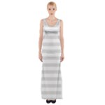 Horizontal Stripes - White and Platinum Gray Maxi Thigh Split Dress