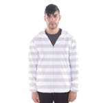 Horizontal Stripes - White and Platinum Gray Hooded Wind Breaker (Men)