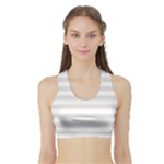 Horizontal Stripes - White and Platinum Gray Women s Sports Bra with Border