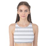Horizontal Stripes - White and Gainsboro Gray Tank Bikini Top