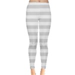 Horizontal Stripes - White and Gainsboro Gray Women s Leggings