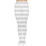 Horizontal Stripes - White and Gainsboro Gray Women s Tights