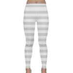 Horizontal Stripes - White and Gainsboro Gray Yoga Leggings