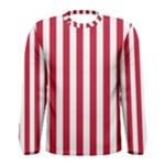 Vertical Stripes - White and Cardinal Red Men s Long Sleeve T-shirt