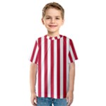 Vertical Stripes - White and Cardinal Red Kid s Sport Mesh Tee