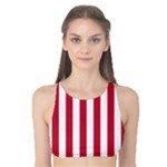 Vertical Stripes - White and Cardinal Red Tank Bikini Top