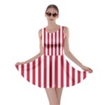 Vertical Stripes - White and Cardinal Red Skater Dress