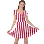 Vertical Stripes - White and Cardinal Red Cap Sleeve Dress
