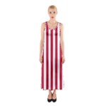 Vertical Stripes - White and Cardinal Red Full Print Maxi Dress