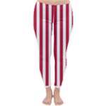 Vertical Stripes - White and Cardinal Red Winter Leggings