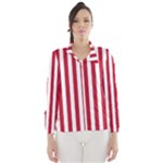 Vertical Stripes - White and Cardinal Red Wind Breaker (Women)