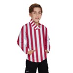 Vertical Stripes - White and Cardinal Red Wind Breaker (Kids)
