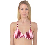 Vertical Stripes - White and Cardinal Red Reversible Tri Bikini Top