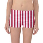 Vertical Stripes - White and Cardinal Red Reversible Boyleg Bikini Bottoms