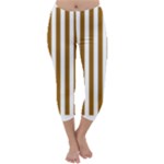 Vertical Stripes - White and Golden Brown Capri Winter Leggings
