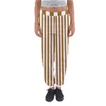 Vertical Stripes - White and Golden Brown Women s Jogger Sweatpants