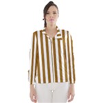 Vertical Stripes - White and Golden Brown Wind Breaker (Women)
