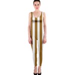 Vertical Stripes - White and Golden Brown OnePiece Catsuit