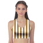 Vertical Stripes - White and Golden Brown Women s Sports Bra