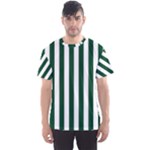 Vertical Stripes - White and Forest Green Men s Sport Mesh Tee