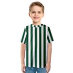 Vertical Stripes - White and Forest Green Kid s Sport Mesh Tee