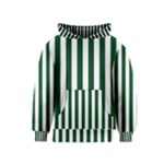 Vertical Stripes - White and Forest Green Kid s Pullover Hoodie