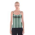 Vertical Stripes - White and Forest Green Spaghetti Strap Top