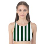 Vertical Stripes - White and Forest Green Tank Bikini Top