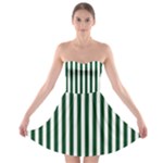 Vertical Stripes - White and Forest Green Strapless Bra Top Dress