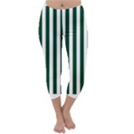 Vertical Stripes - White and Forest Green Capri Winter Leggings