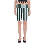 Vertical Stripes - White and Forest Green Yoga Cropped Leggings