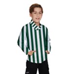 Vertical Stripes - White and Forest Green Wind Breaker (Kids)