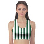 Vertical Stripes - White and Forest Green Women s Sports Bra