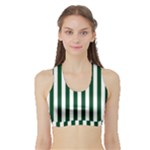 Vertical Stripes - White and Forest Green Women s Sports Bra with Border