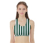 Vertical Stripes - White and Forest Green Women s Reversible Sports Bra with Border