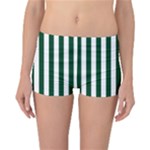 Vertical Stripes - White and Forest Green Reversible Boyleg Bikini Bottoms
