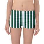 Vertical Stripes - White and Forest Green Boyleg Bikini Bottoms