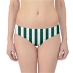Vertical Stripes - White and Forest Green Hipster Bikini Bottoms