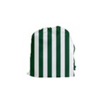 Vertical Stripes - White and Forest Green Drawstring Pouch (S)