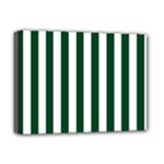 Vertical Stripes - White and Forest Green Deluxe Canvas 16  x 12  (Stretched)