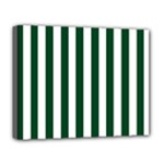 Vertical Stripes - White and Forest Green Deluxe Canvas 20  x 16  (Stretched)