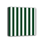 Vertical Stripes - White and Forest Green Mini Canvas 4  x 4  (Stretched)