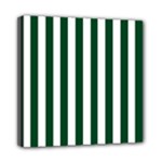 Vertical Stripes - White and Forest Green Mini Canvas 8  x 8  (Stretched)