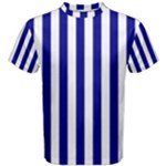 Vertical Stripes - White and Dark Blue Men s Cotton Tee