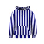 Vertical Stripes - White and Dark Blue Kid s Zipper Hoodie