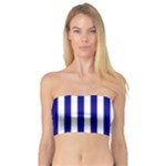 Vertical Stripes - White and Dark Blue Bandeau Top