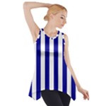 Vertical Stripes - White and Dark Blue Side Drop Tank Tunic